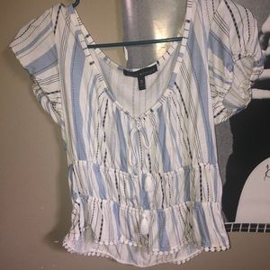 Derek Heart Blue & White Stripped Crop Top
